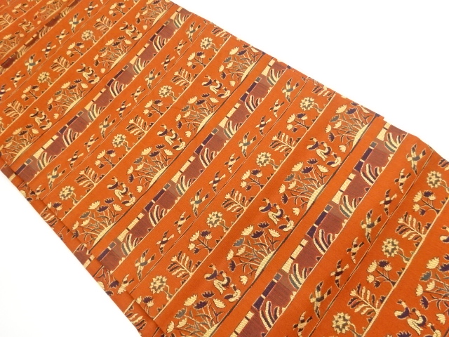 JAPANESE NAGOYA OBI / WOVEN FLOWER & BIRD